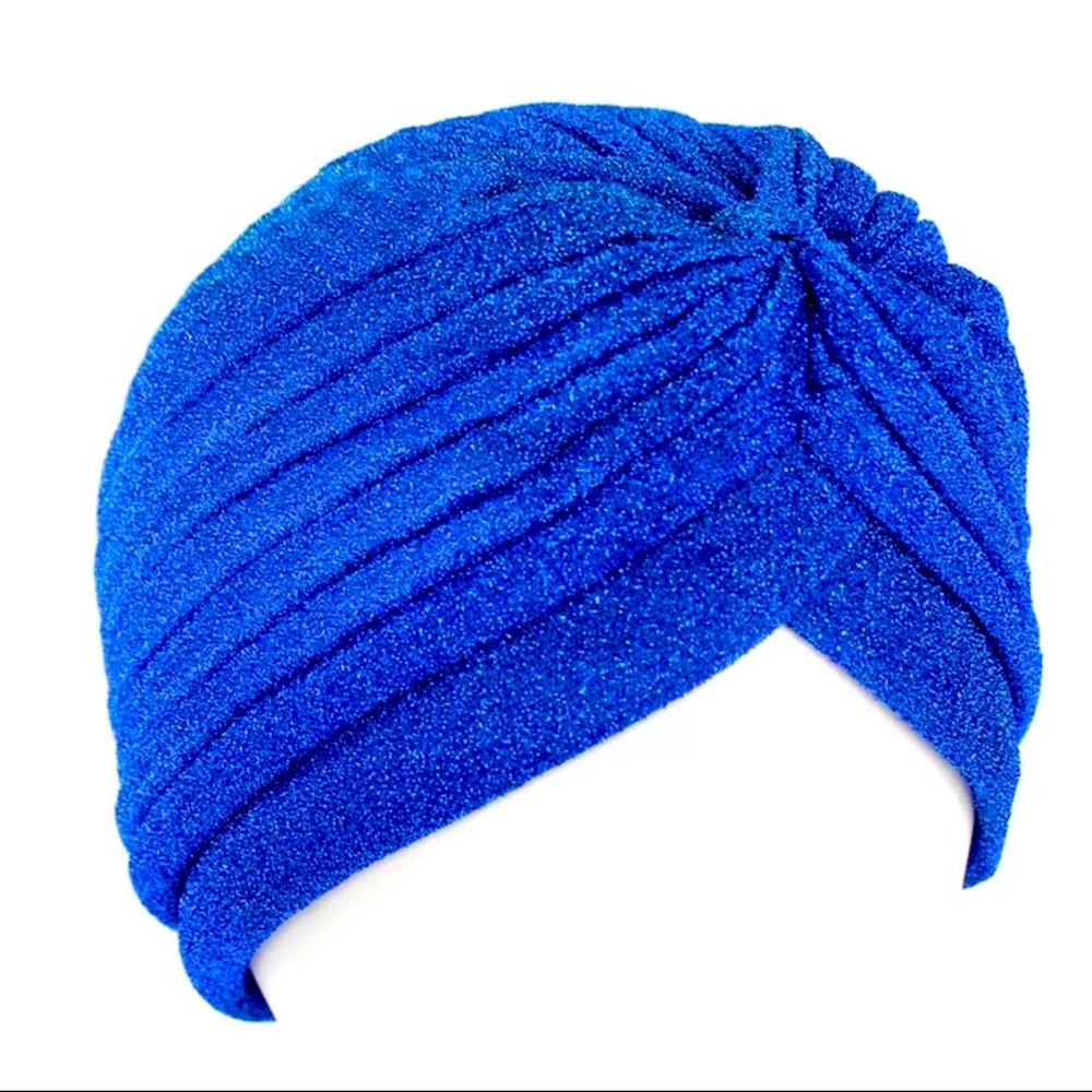 Blue glitter woman head turban